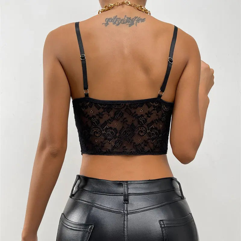 Lace Breasted Crinkle Pattern Camisole Tank Top Ladies - keithfowlerclothing