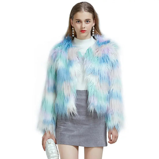 Gradient Faux Fur Cardigan for Women - keithfowlerclothing
