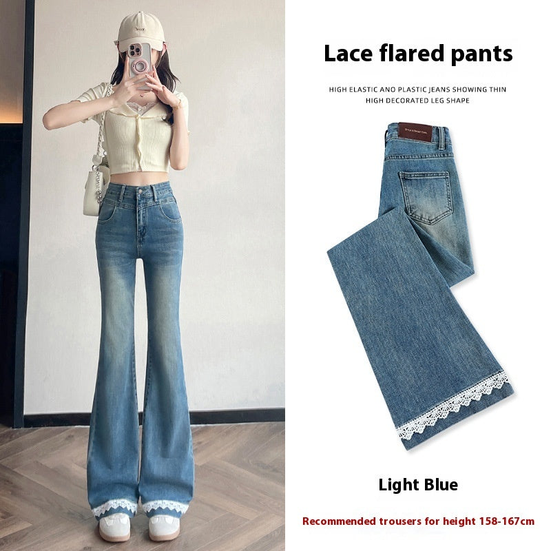 Lace Denim Bell Bottom Pants For Women - keithfowlerclothing