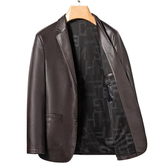 Spring Business Casual Men's Leather Coat - keithfowlerclothing