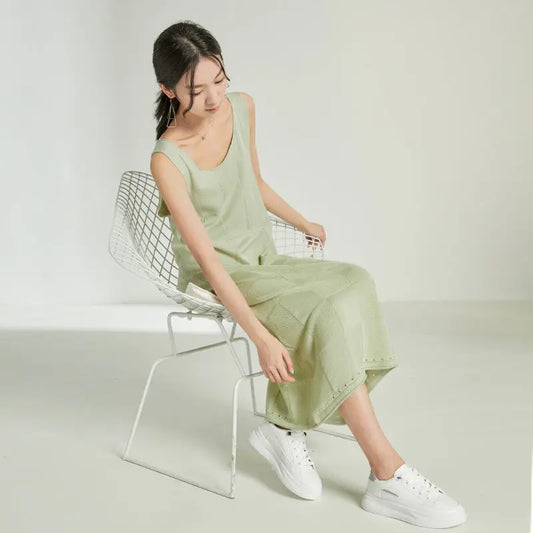 Ladies Knitted Tank Top Dress Mid Length Loose - keithfowlerclothing