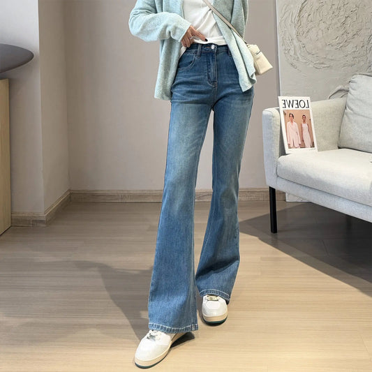 Goddess Long Legs Bootcut Trousers High Waist Slimming Slim Micro Elastic Small Horn - keithfowlerclothing