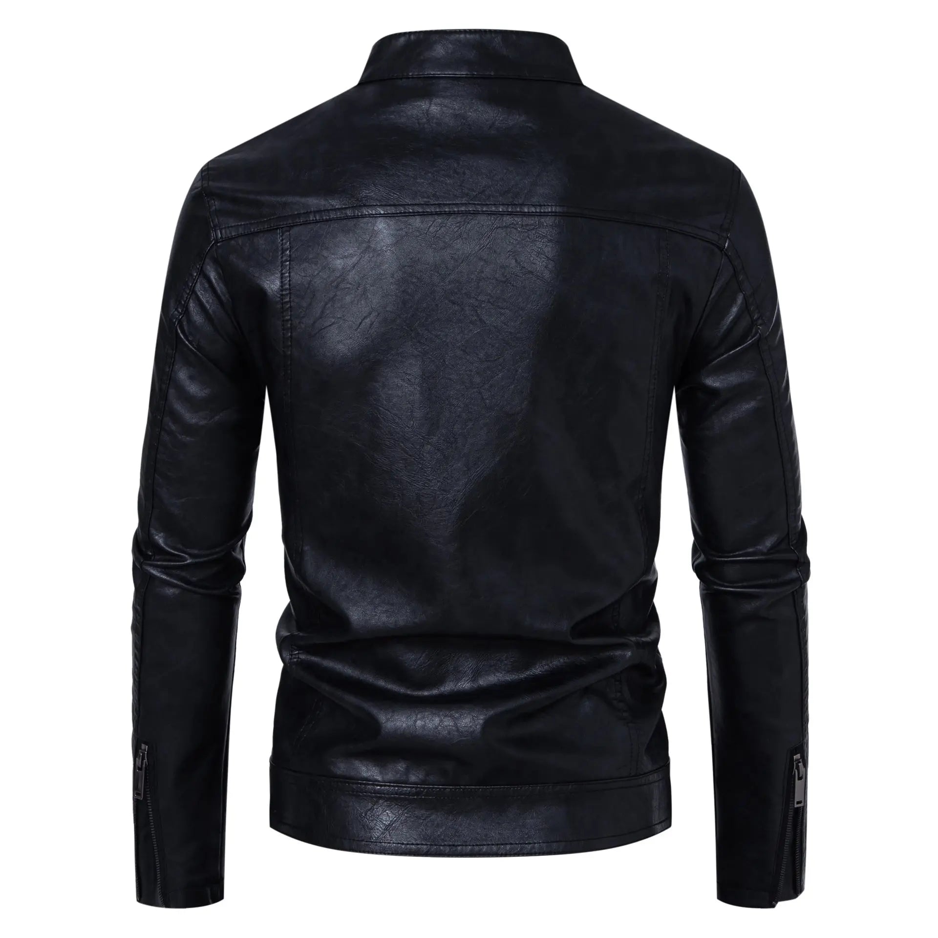 Men's Leather Coat Casual Stand-up Collar Jacket - keithfowlerclothing