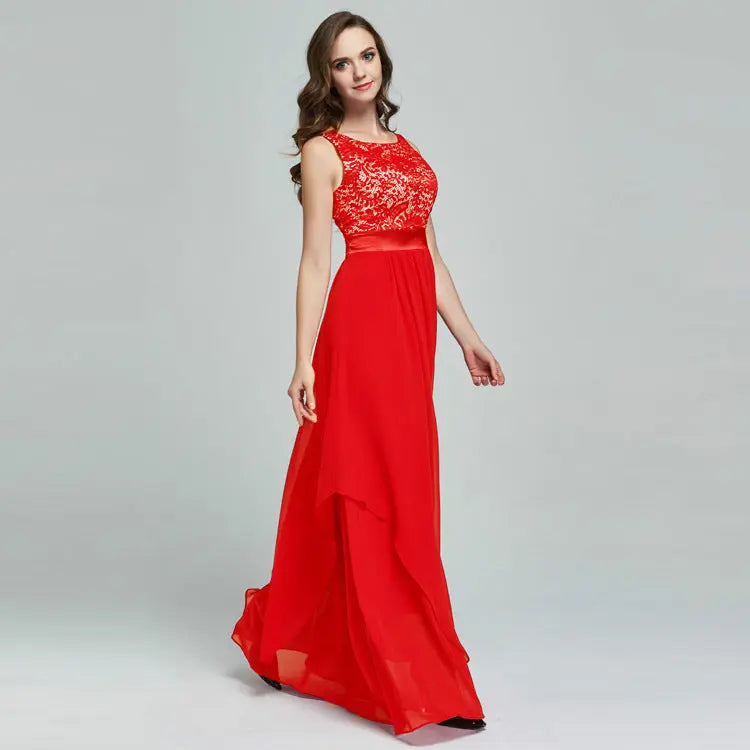 Lace spliced chiffon dress - keithfowlerclothing
