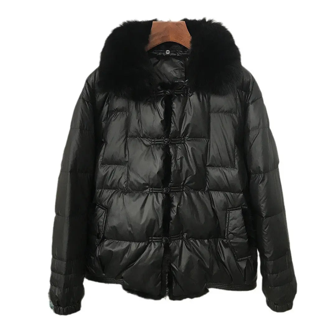 Down Jacket Short Loose Fashion Retro Patchwork Coat - keithfowlerclothing