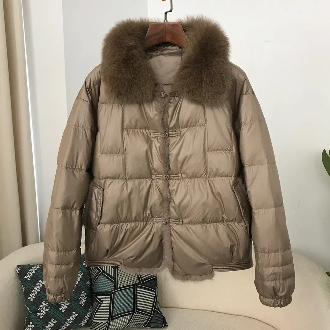 Down Jacket Short Loose Fashion Retro Patchwork Coat - keithfowlerclothing