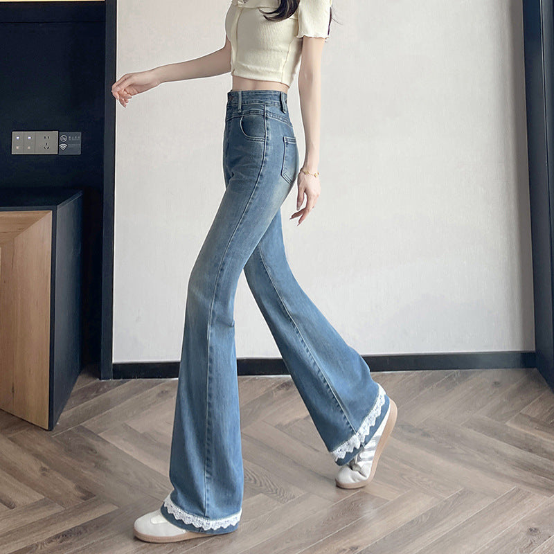 Lace Denim Bell Bottom Pants For Women - keithfowlerclothing