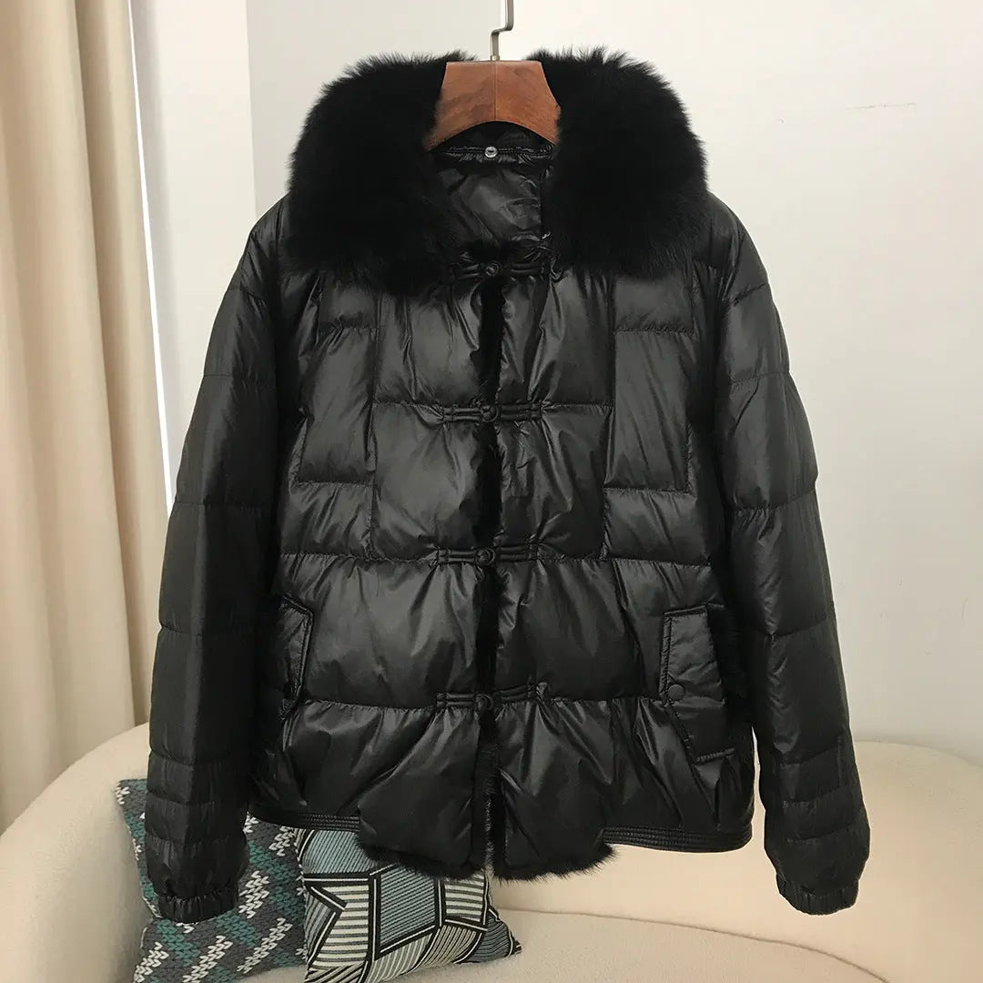 Down Jacket Short Loose Fashion Retro Patchwork Coat - keithfowlerclothing