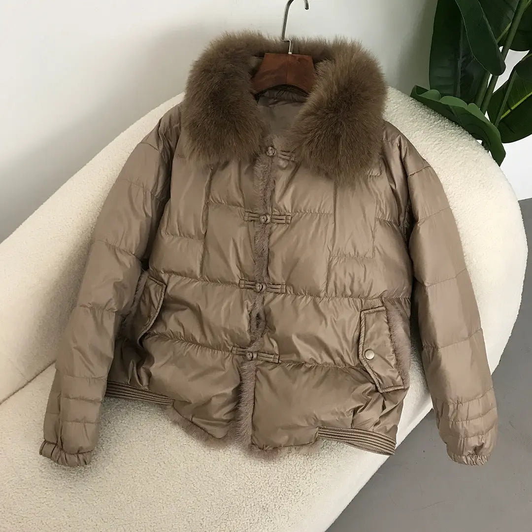 Down Jacket Short Loose Fashion Retro Patchwork Coat - keithfowlerclothing