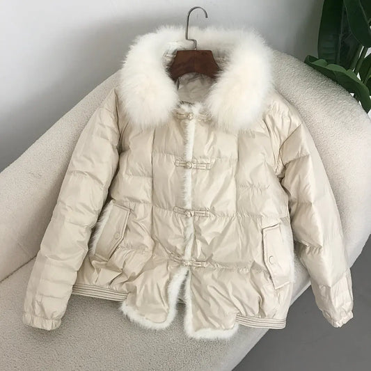 Down Jacket Short Loose Fashion Retro Patchwork Coat - keithfowlerclothing
