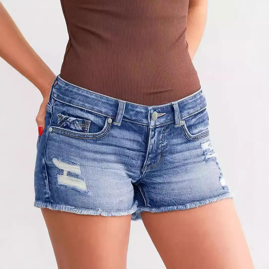 Ladies Ripped Wadding Button Shorts - keithfowlerclothing