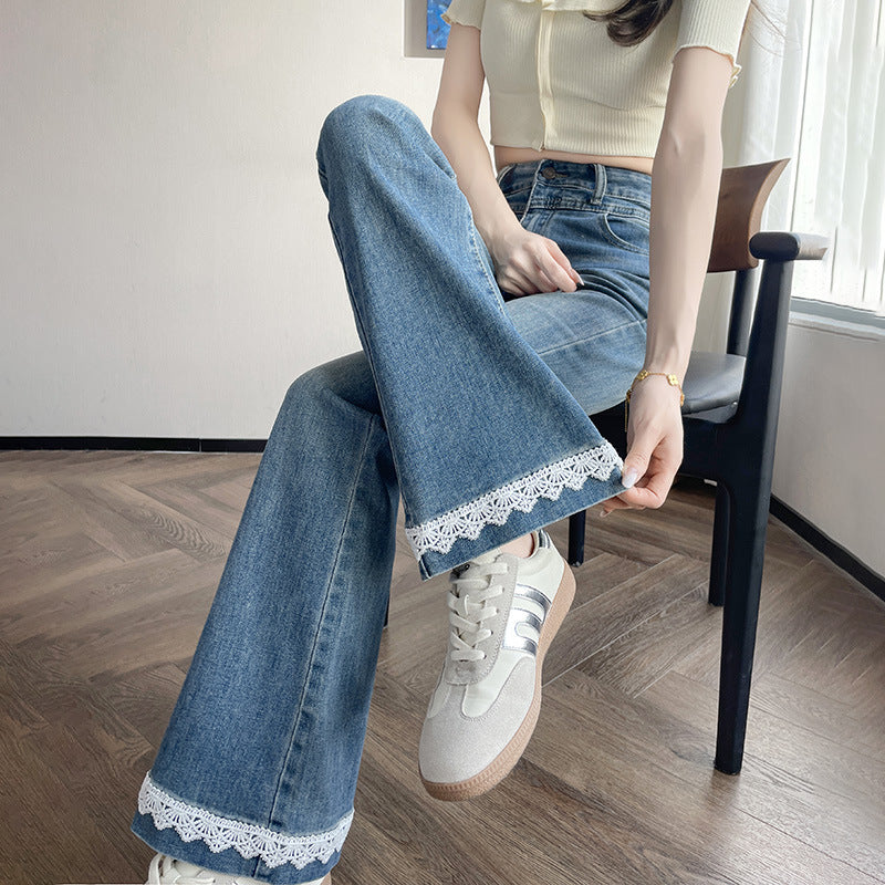 Lace Denim Bell Bottom Pants For Women - keithfowlerclothing