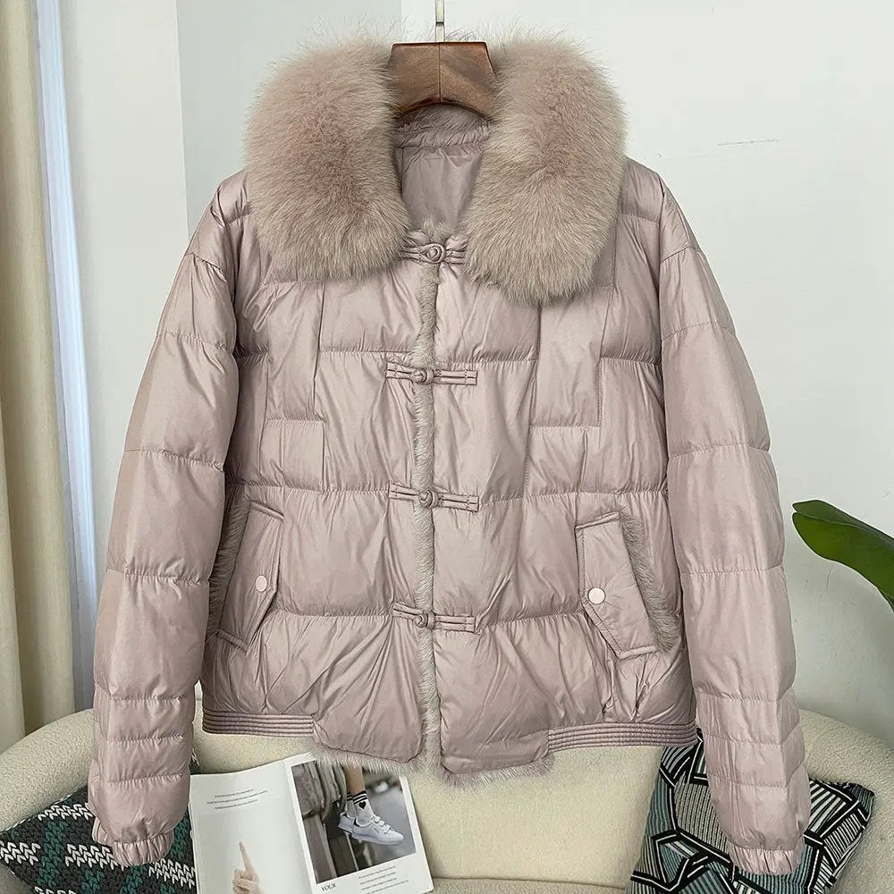 Down Jacket Short Loose Fashion Retro Patchwork Coat - keithfowlerclothing
