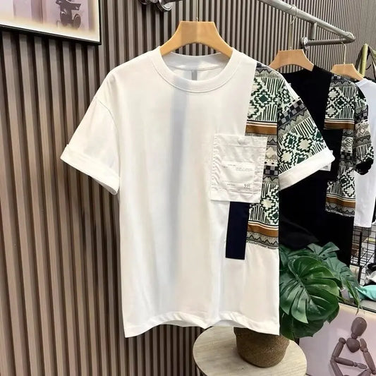 Men's T-shirt Summer New Work Clothes Style Color Matching Top - keithfowlerclothing