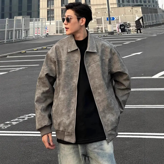 Men's Loose Suede Fabric Jacket Casual Jacket - keithfowlerclothing
