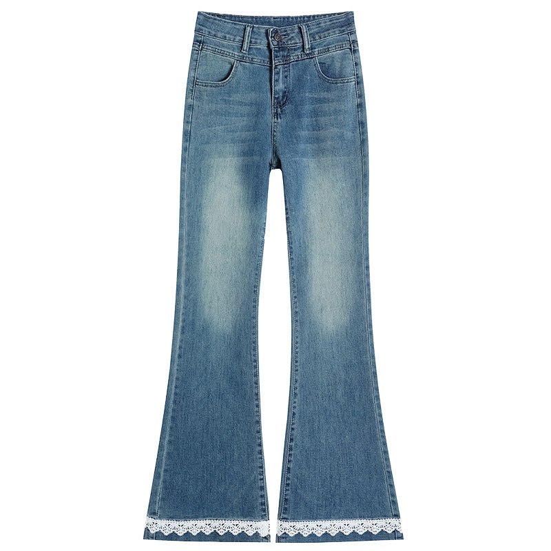 Lace Denim Bell Bottom Pants For Women - keithfowlerclothing