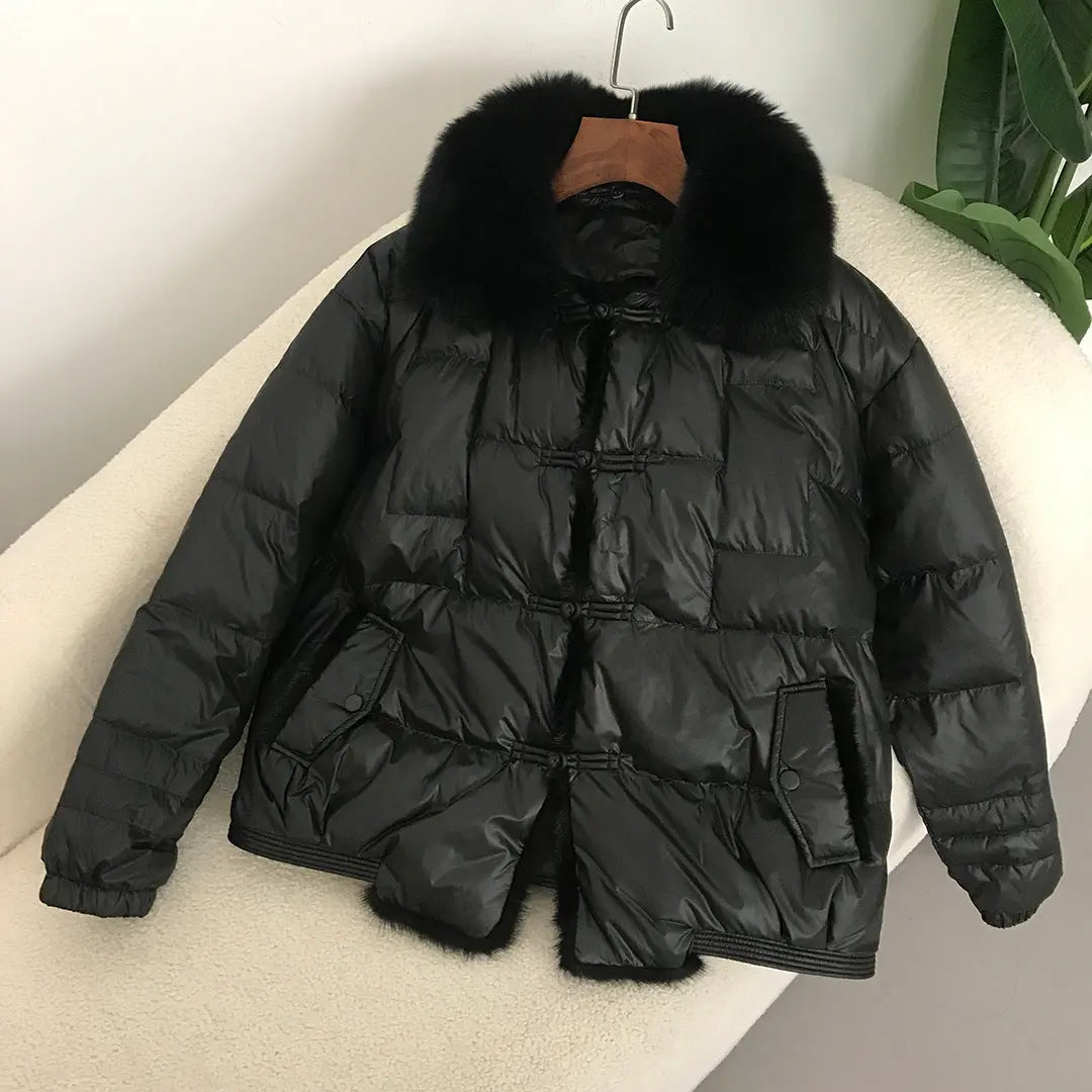 Down Jacket Short Loose Fashion Retro Patchwork Coat - keithfowlerclothing