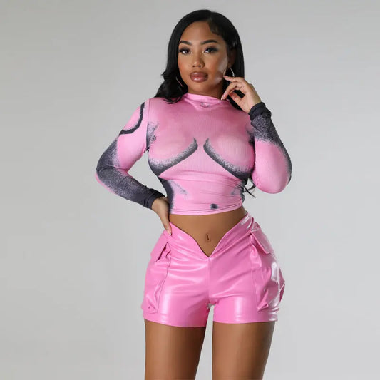 Ladies New PU Leather Shorts - keithfowlerclothing