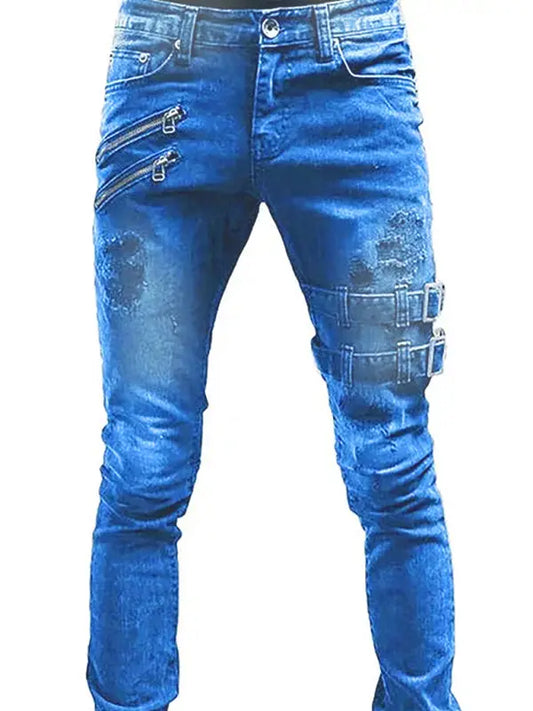 Classic Men's Cotton Blend Solid Denim Jeans with Slant Pockets - keithfowlerclothing