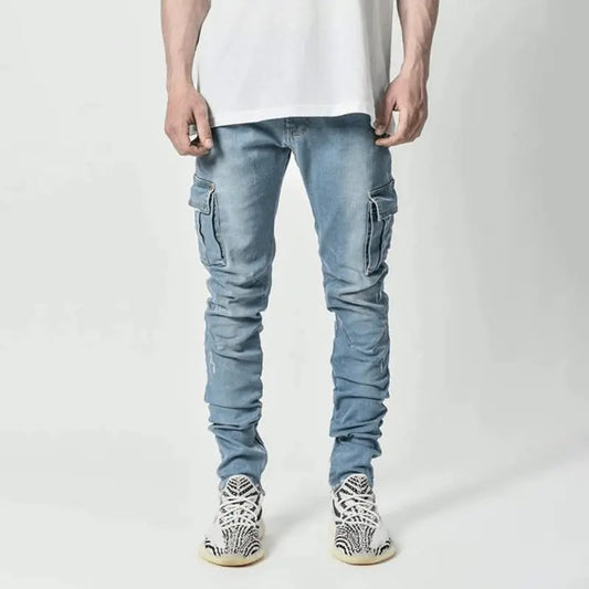 New style jeans men's side pocket skinny jeans - keithfowlerclothing