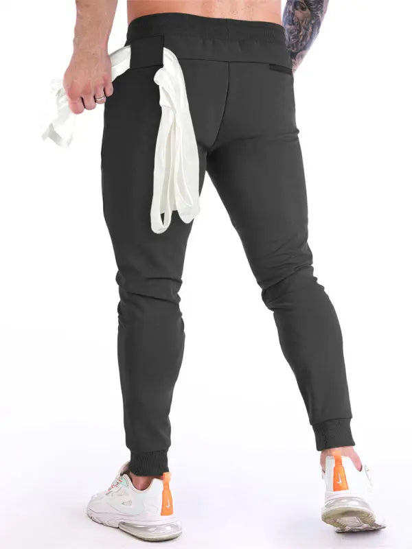 Men's fitness sports back hanging towel feet training pants - keithfowlerclothing