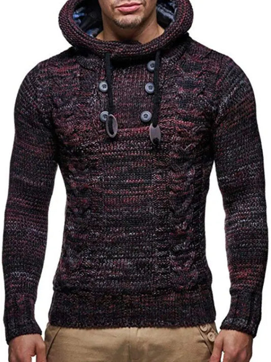 Men's Casual Knit Button-Up Turtleneck Sweater - keithfowlerclothing