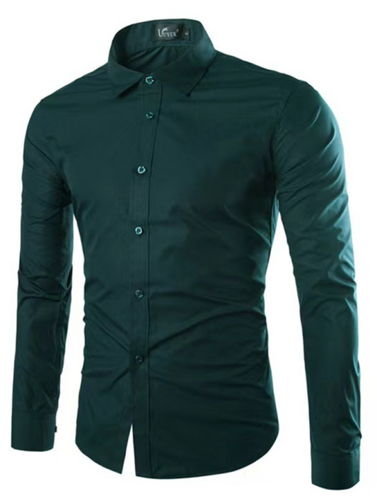 Casual lapel non-iron long-sleeved shirt - keithfowlerclothing