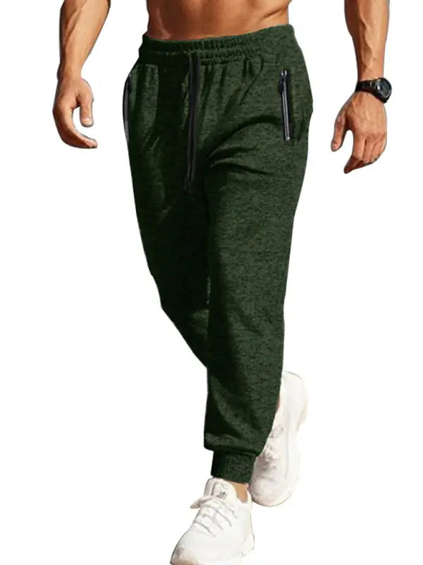 Men's sports trousers casual cationic sweatpants zipper cuffs slim fit sweatpants - keithfowlerclothing