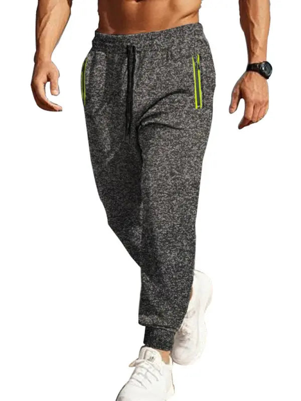 Men's sports trousers casual cationic sweatpants zipper cuffs slim fit sweatpants - keithfowlerclothing