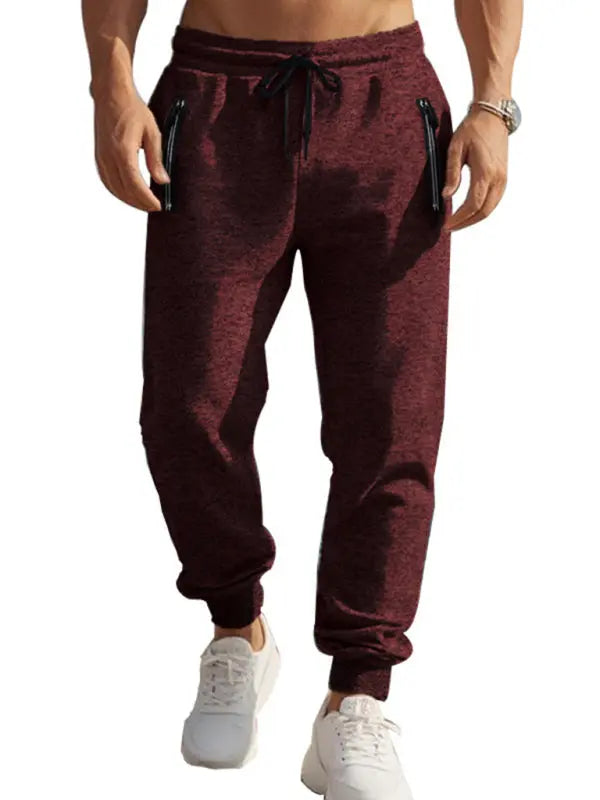Men's sports trousers casual cationic sweatpants zipper cuffs slim fit sweatpants - keithfowlerclothing